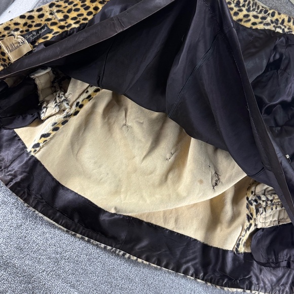 Vtg Halldon Ltd Leopard Cheetah Print Faux Fur Coat MCM Jacket Womens M? 60s - Picture 13 of 16